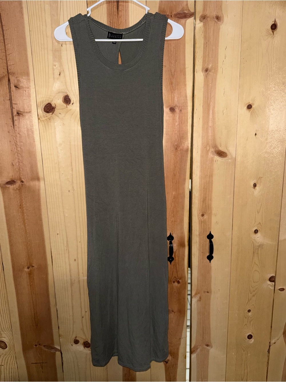 bobeau Olive Green Ribbed Sleeveless Maxi Dress